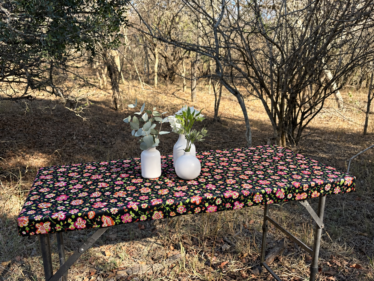 SMALL Moya Table Wrap (Floral Black) 1.2 m x 65 cm